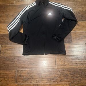 Adidas Black Windbreaker with‎ White Stripes